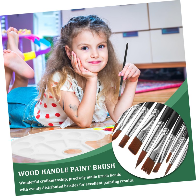 Tofficu 4sets Nylon Paint Brushes with Handle Portable Reusable Half