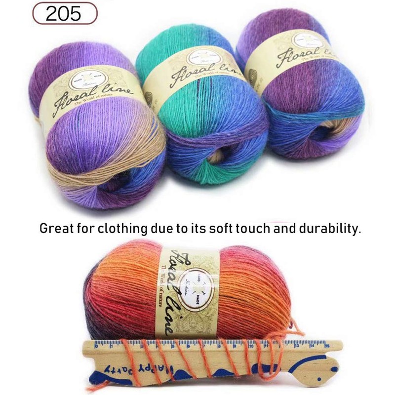 YAMEE 3X 100g Rainbow Wool Yarn Balls Chunky Knit Double