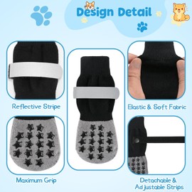 Dog Paw Protectors Socks for Hot & Cold Pavement, Anti Slip Dog Shoes with Maximum Grip to Prevent Licking Paws, Slipping, Paw Protector Boots for Small Medium Large Senior Dogs (Black Star, S)