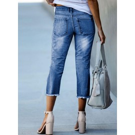 Sidefeel Capri Jeans for Women Trendy 2025 High Waisted Stretchy Straight Leg Denim Pants Sky Blue Size 12