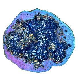 mookaitedecor Quartz Geode Stone Titanium Coated Natural Rock Crystal Cluster for Reiki Healing Meditation Home Decor 100-200 g, Multicoloured