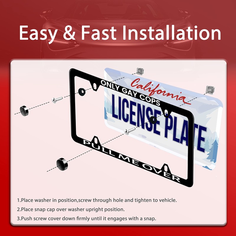 1 Pack Funny License Plate Frame Only Gay Cops Pull