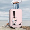 Spandex Travel Luggage Cover Cute Pink Suitcase Protector Bag,Black Letter