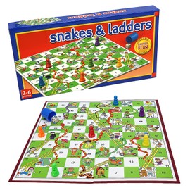 Classic Snakes & Ladders - Game for Children and Adults, Traditional Family Game, Foldable Board, Instructions Included (Snakes & Ladders)