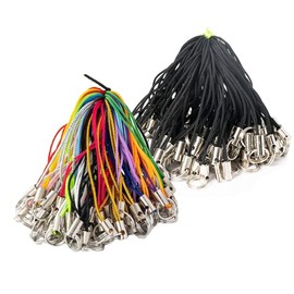 200 Pcs Straps Lobster Claw Clasp, BetterJonny Colorful Lanyard with Accessory Hook Accessories Parts DIY Keychain Craft Parts (Colorful+Black)