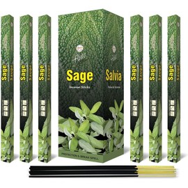 Flute Sage Premium Incense Sticks | 9" Inch Agarbatti Sticks with 40 Mins Burning time | Herbal, Sage, Warm Incense for Deep Relaxation | 8 Sticks/Pack, 25 Packs/Box, 200 Sticks/Box