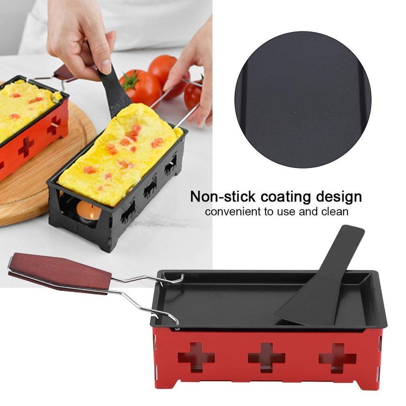 Cheese Raclette Rotaster Portable Non-Stick Baking Tray Stove Set Wooden
