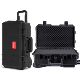 Regetek Waterproof Rolling Hard Case with Customized Foam & Wheels, 22 x 14 x 10 Inch Wheeled Roller Case for Camera, drones, tool, Equipment, Shockproof, IP67, TSA Friendly, Inner 19.8"x 10.9" x 6.8"
