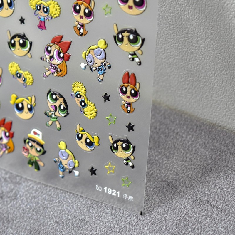 Powerpuff Girls Nail Stickers 3D Embossed Nail Set of 2