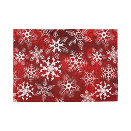 Christmas Placemats Set of 6 Christmas Red Pattern With Snowflakes Flower Placemat Table Place Mats for Dining Kitchen Table Easy to Clean Washable