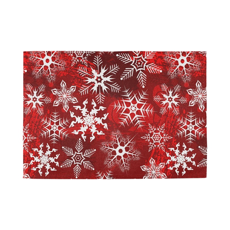 Christmas Placemats Set of 6 Christmas Red Pattern With Snowflakes