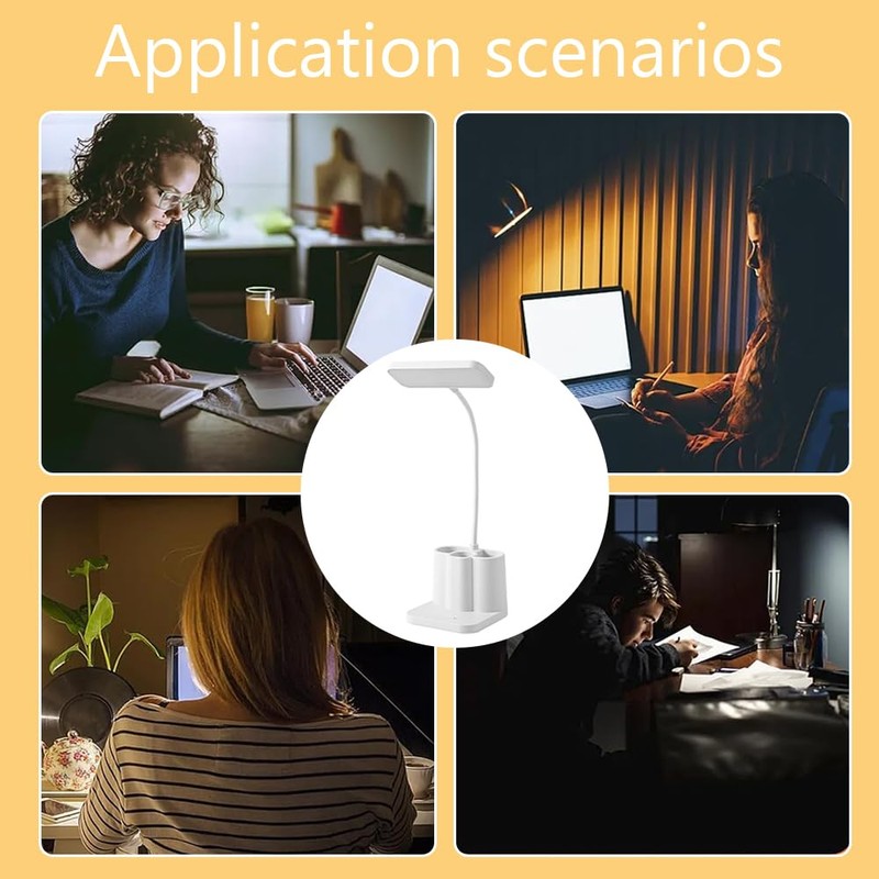 TOMVAES Adjustable LED Desk Lamp with Storage Shelf, Adjustable LED