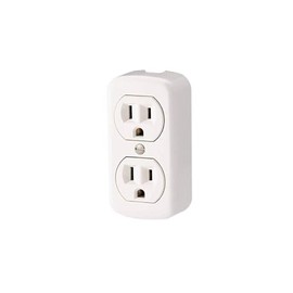 Leviton 15 Amp, 125 Volt, Grounding, Double Surface-Mount, 2 Round or Flat Plugs Accepted, 91-I, Ivory