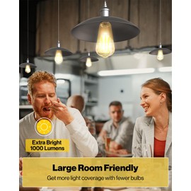 Sunco 12 Pack Vintage LED Edison Bulbs, 75W Equivalent 8.5W, 1000 LM Dimmable ST58 Filament, ST18 3000K Warm White, E26 Medium Base, Clear Glass Light Bulbs