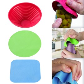 3 Pcs Jar Opener for Weak Hands, Multi Purpose Reusable Rubber Gripper Jar Opener Gripper Rubber Jar for Most Bottles,for Elderly Suffering from Arthritis Children Women Weak Hands