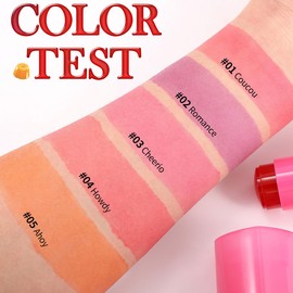 Multi-Use Water Jelly Tint Stick Sheer Lip & Cheek Stain Finish, 3-In-1 Cheek Blush Stick & Eyeshadow & Lip Tinted Long-Lasting Moisture - 1,000+ Swipes Per Stick (# 05)