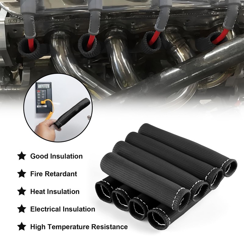 JUSTTOP 8PCS Spark Plug Wire Heat Shield Sleeve 2500°Spark Plug