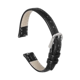 sourcing map Quick Release Genuine Leather Watch Band 12mm Embossed Pattern Leather Watch Strap Replacement for Men Women, Black