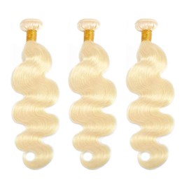 613 Blonde Body Wave Human Hair Bundles Human Hair Body Wave Bundles 8 10 12Inch(613-BD-8 10 12)