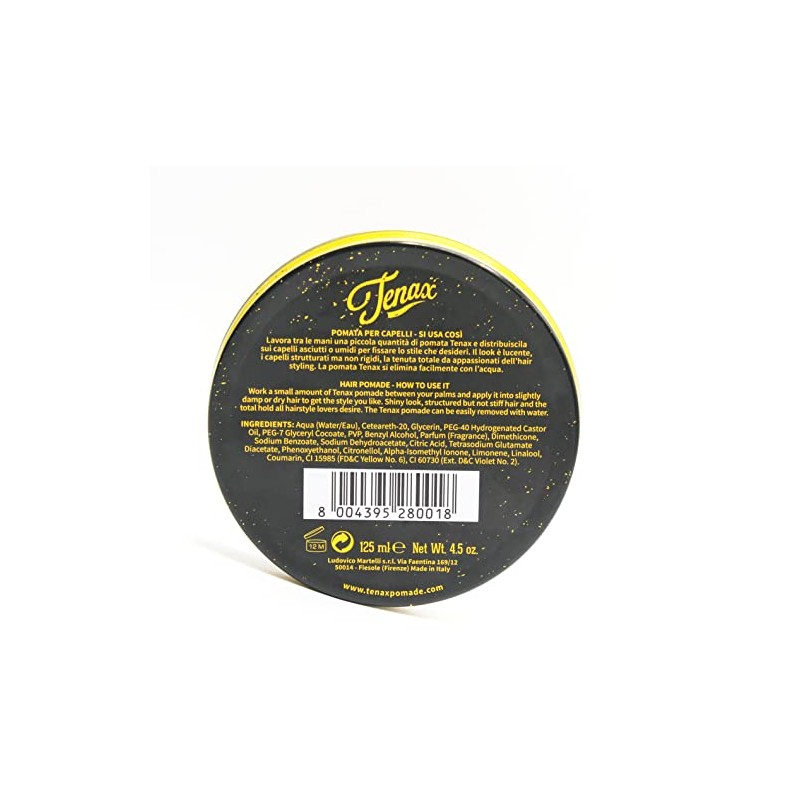 Tenax Water Soluble Pomade, Strong Hold with Clean Shine, 4.5
