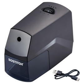 Bostitch Portable Rechargeable Battery Vertical Pencil Sharpener Helical Blade for No.2/Colored Pencils, Black