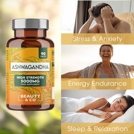 Ashwagandha 5000mg Tablets, High Strength Ashwagandha- Pure Ashwagandha, Vegan, Made in UK 4 x 90 (360).