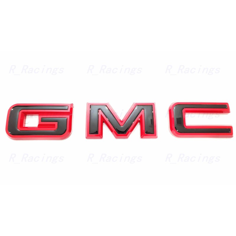 Auto Front & Rear GMC Gloss Red Black OVERLAY Emblem