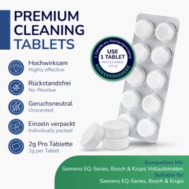 20 x Cleaning Tablets for Fully Automatic Coffee Machines - Compatible and Tested for Siemens EQ Series & Krups - Individually Packed - Environmentally Friendly - Extra Strong Cleaning Formula "Made