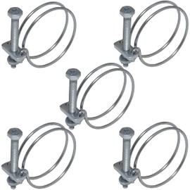 AERZETIX - C63738-pack of 5 double wire clamps 47-52 mm - made of steel - silver - for air ducts ventilation pipes irrigation hose maintenance