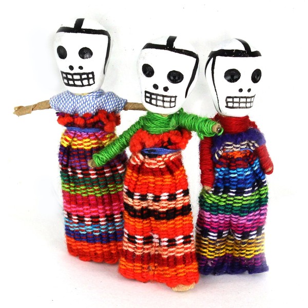 urban Guatemalan Worry Doll Day of the Dead Style Handmade