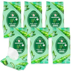 Aloe Vera Makeup Wipes 6 Pack - Bundle with 6 Packs of Korean Cleansing Makeup Remover Wipes with Aloe Vera | 180 Cosmetic Remover Pre-Wet Towelettes
