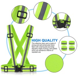 Hi Vis Reflective Gear, High Visibility Adjustable Safety Reflective Vest for Walking the Dog,Running,Cycling,Motorcycle (Black)