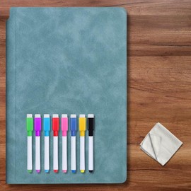 MandA® Study - Portable Whiteboard Wipe Clean for University Small Blackboard 2 x A5 + 4 Felt Tip Pens + Cleaning Cloth Whiteboard Notebook Office Supplies |