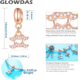GLOWDAS Zodiac Charms Fit European Charm Bracelet - Rose Gold 925 Sterling Silver Necklace Pendant, 12 Horoscope Constellation Dangle CZ Beads, Birthday Gifts for Women/Men, Sterling Silver Rose Gold