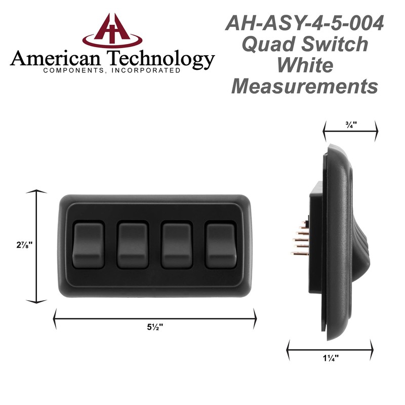 American Technology Components Quad SPST On-Off Switch with Bezel, 12-Volt,