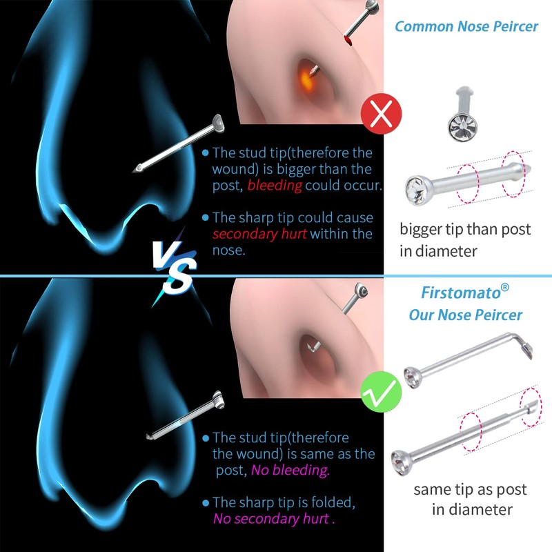 Firstomato 1PC Disposable Nose Piercing Gun Self Nose Piercing Kit