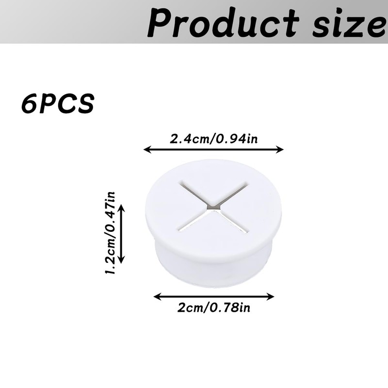 Tabanzhe Cable Cord Grommet-6PCS 25mm Flexible White Rubber Desk Hole