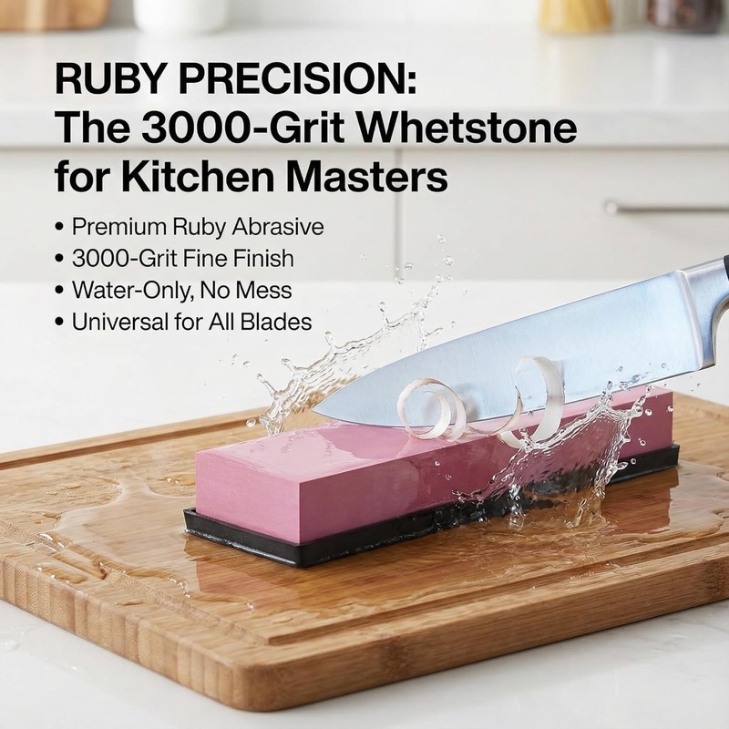 Ruby Sharpening Stone 3000 Grit Fine Whetstone, Water Sharpening Stone