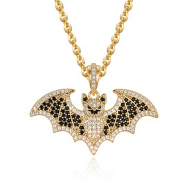 Fettero Halloween Bat Necklaces for Women Gothic Pendant Necklace Punk Black Animal Gold Necklace for Women Men Vintage Jewelry