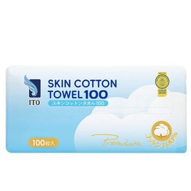 ITO プレミアム コットン 100% 【100枚入】シルクタッチ生地 上質天然棉(ワタ) スキンケアタオル スキンコットン 贅沢肌触り 優しい吸水保湿 滑らかつや肌 フェイシャルタオル 洗顔 化粧 メイク落とし クレンジングタオル 摩擦レス OEKO-TEX® 認証取得 赤ちゃんにも優しい