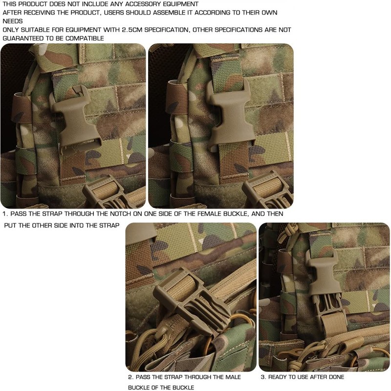 YASHALY 2pcs Tactical Quick-Release Buckles Molle Webbing Buckle Clip Fits