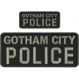 GHM CIRY POLICE EMBROIDERY PATCHE 4X10 AND 2X5 HOOK ON BACK GRAY ON BACK