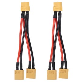 Coliao 2pcs XT60 Parallel Battery Connector 1 Female to 2 Male Cable Extension Y Splitter for RC Mode Helicopter Quadcopter