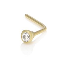 Mia Gioielli - Nose jewellery, nose studs piercing 18ct gold with White Cubic Zirconia 1.50, hypoallergenic, F-05517-0G09