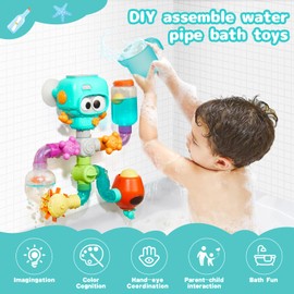 Bath Toys for Toddlers 1-3 Age 4-8 Year Old Boys Girls, Robot Pipes Bath Toy with Cups, Shower Toys with Pipes and Valves That Toddler with Interactive Features for Cognitive Development Bath Time Toy