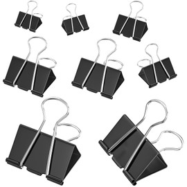 200 Count Binder Clips Assorted Sizes, 4 Sizes Large, Medium, Small, Mini, Metal Paper Clamps, Bulk Black Clips Office Supplies (1 1/4", 1", 3/4", 1/2 Inch) KKEETUR