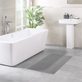 100% Cotton Bath Rugs for Bathroom, 20 x 34 inches and Non Slip Backing Bath Math Rugs, Cool Grey Bathmat Rug