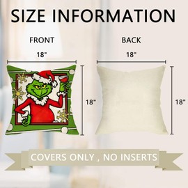 AUMA Christmas Pillow Covers 18x18 Set of 4 Christmas Decorations Christmas Pillows Case Decor Farmhouse Christmas Throw Pillow Covers Set for Home Bedroom Sofa Couch