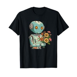 Robot with Bloom and Flowers Outfit for Boys and Girls T-Shirt