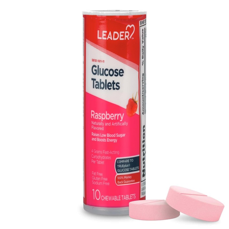 LEADER Glucose Tablets Raspberry 6 Tubes, 10 Tablets PER Tube